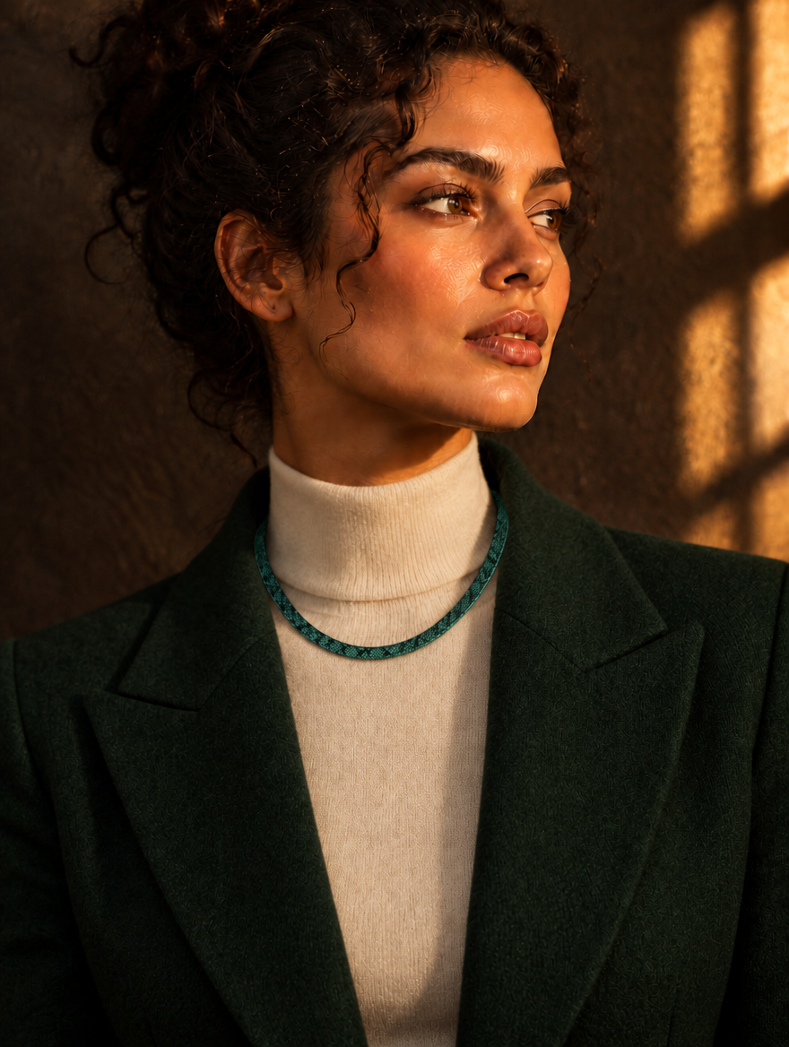Vexa snake print necklace in Emerald Green