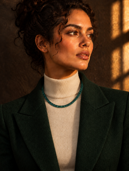 Vexa snake print necklace in Emerald Green