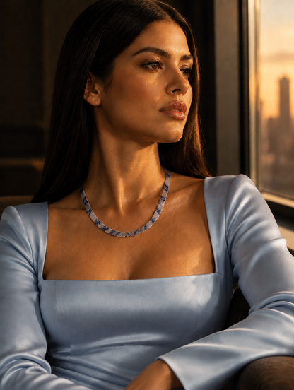 Vexa snake print necklace in Ice Blue