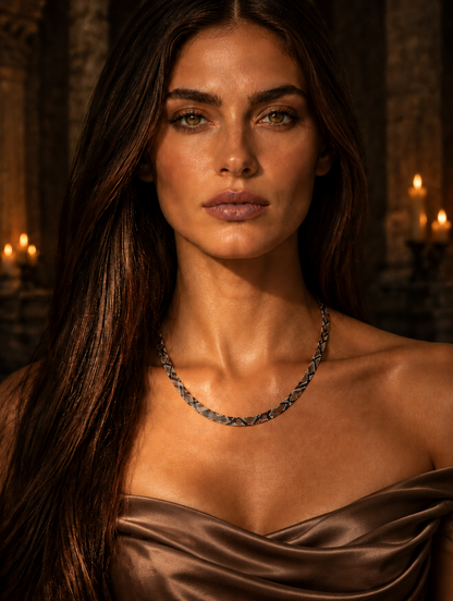 Vexa snake print necklace in Python Brown